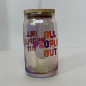 All Peopled Out Glass Tumbler with Bamboo Lid and Straw